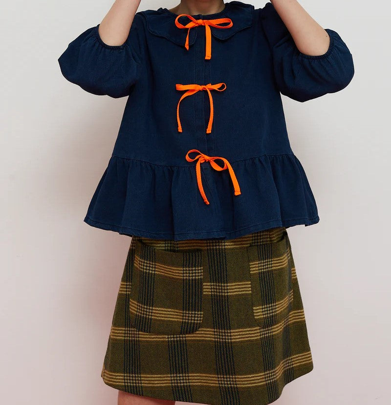 Blusa Denim Lazos Naranjas