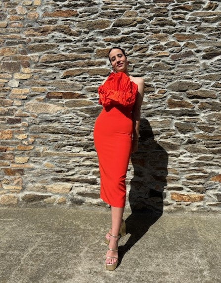 Vestido_Naranja_Abullonado_Maria_Pajaro_Imagen2