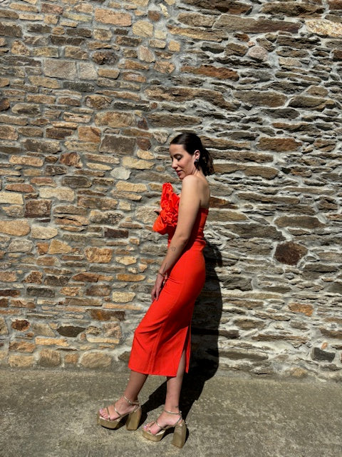 Vestido_Naranja_Abullonado_Maria_Pajaro_Imagen3