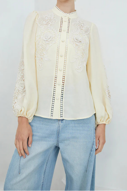 Blusa Encaje Amarilla