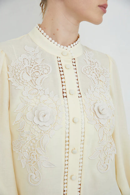 Blusa Encaje Amarilla