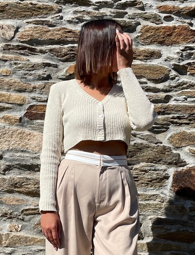 Cardigan_Beige_Corto_Maria_Pajaro_Imagen2
