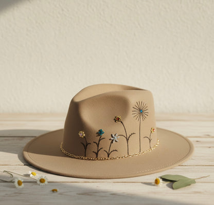 Sombrero Beige flores