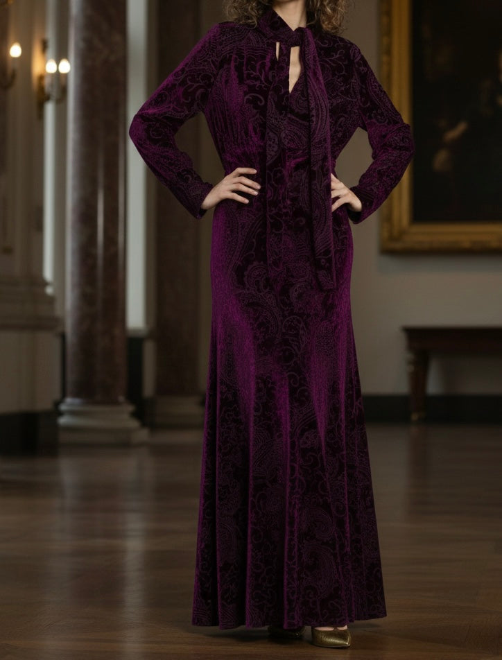 Vestido Terciopelo Púrpura Oscuro